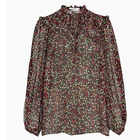 Joie Epworth Long Sleeve Sheer Button Blouse Black Caviar Size XXS - Picture 1 of 12